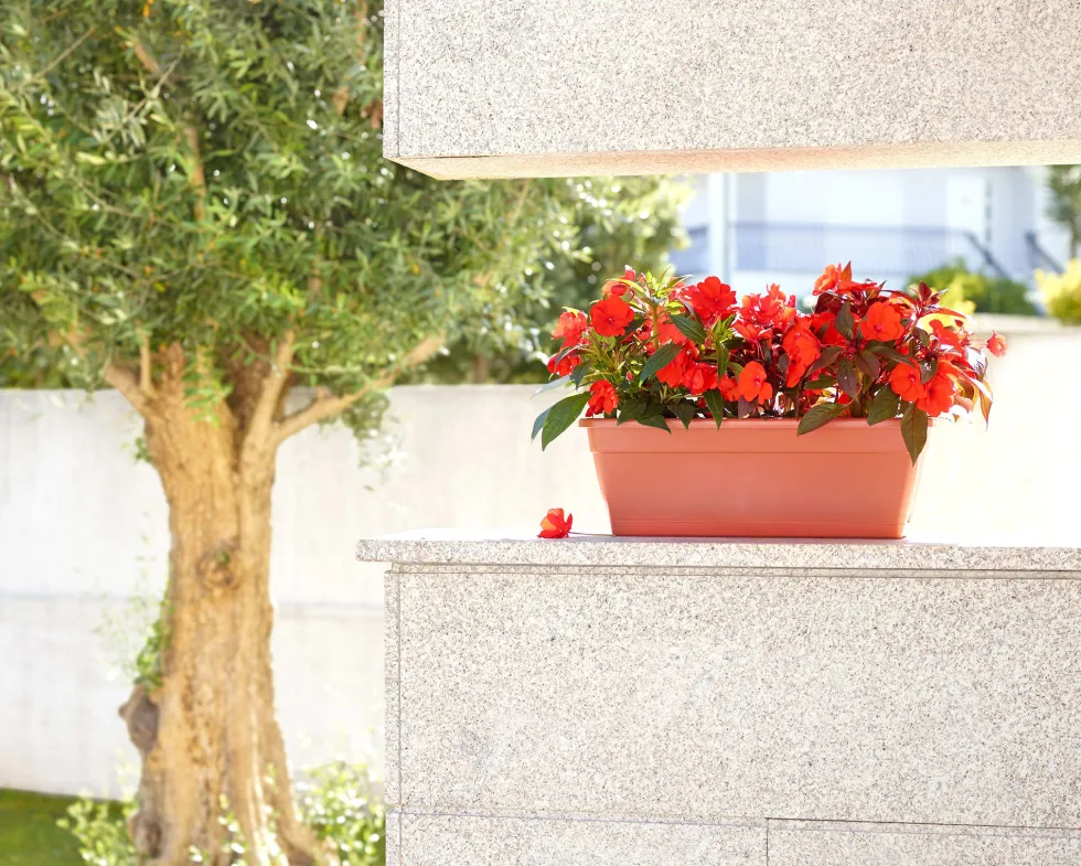 Maceta de plástico Artevasi bronce Venezia jardinera con reserva