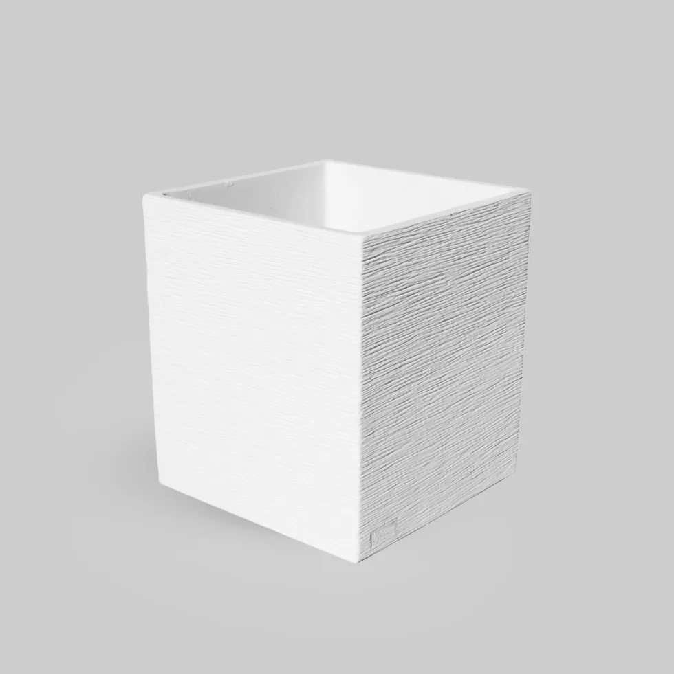 Maceta Framusa de gres Perfect blanca (Cubo)