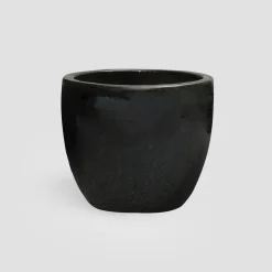 Maceta Fronda esmaltada Glazed negro brillante (Campana)