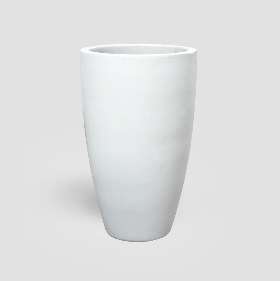 Maceta Fronda esmaltada Glazed blanco (Campana alta)