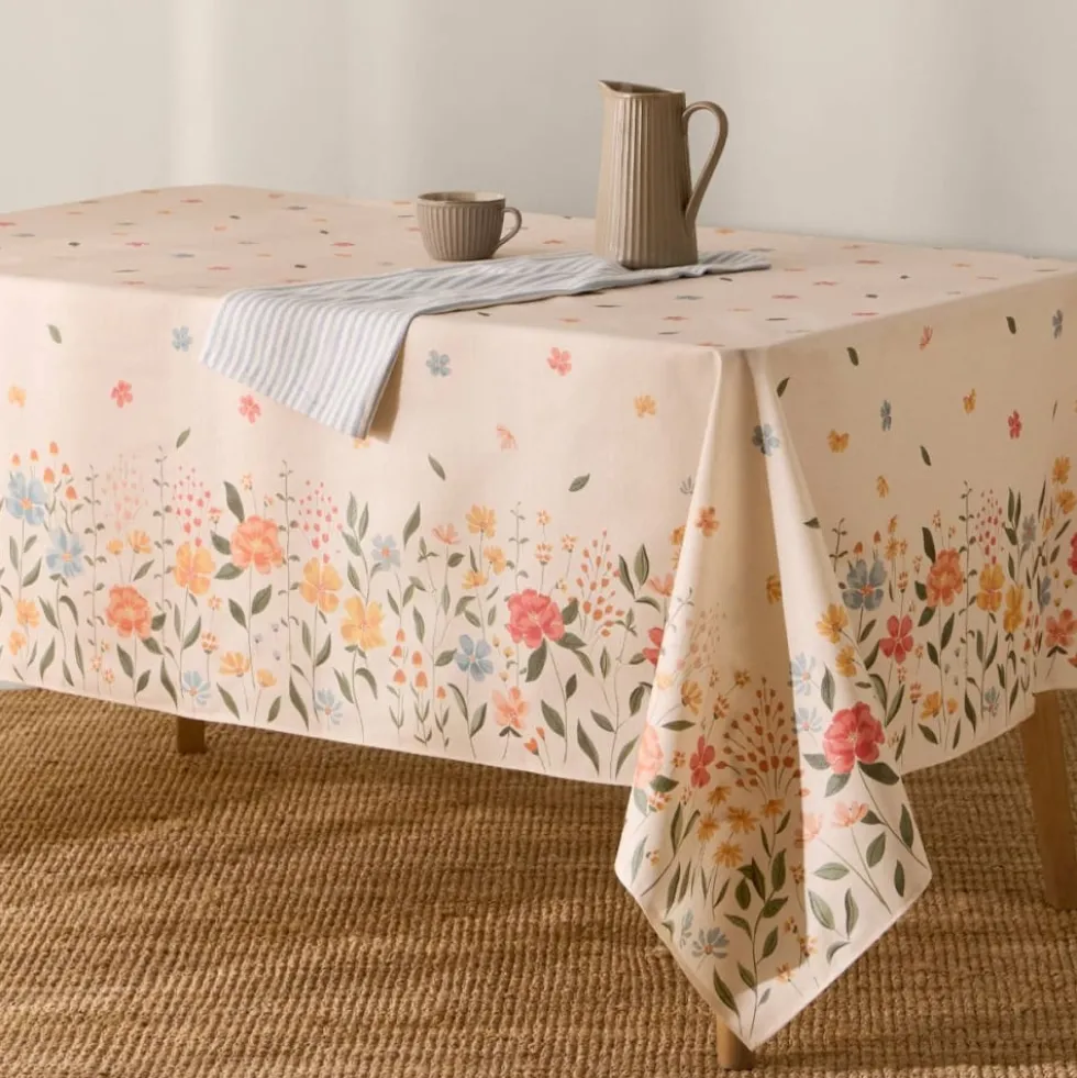 Mantel antimanchas resinado con estampado floral Abu