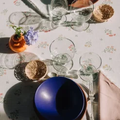 Mantel de algodón efecto lino con estampado de flores Florgu