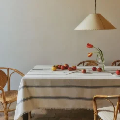 Mantel de algodón reciclado con rayas tejidas Veray