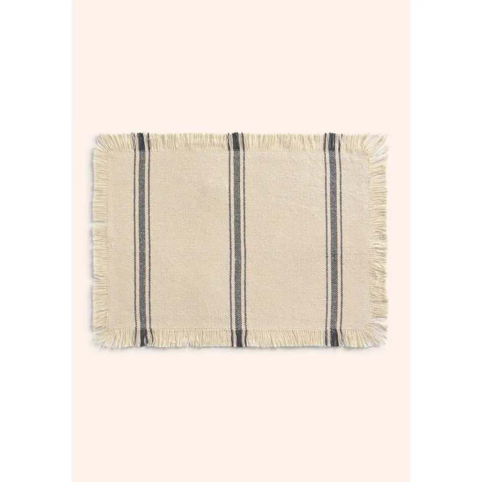 Mantel individual de algodón con raya tejida Bari
