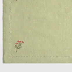 Mantel individual de algodón efecto lino con flores bordadas Florgu