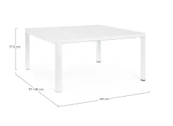 Mesa de comedor exterior Bizzotto KIPLIN cuadrada/rectangular blanca extensible