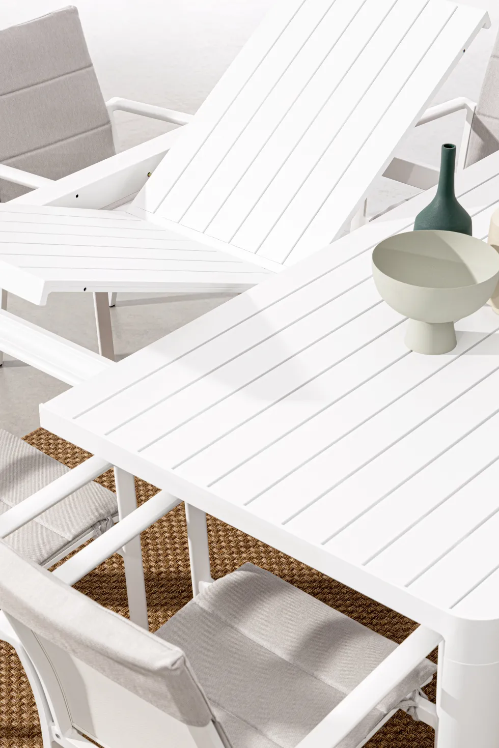 Mesa de comedor exterior Bizzotto KIPLIN cuadrada/rectangular blanca extensible
