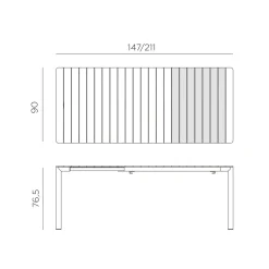 Mesa de comedor exterior Nardi TEVERE tórtora extensible