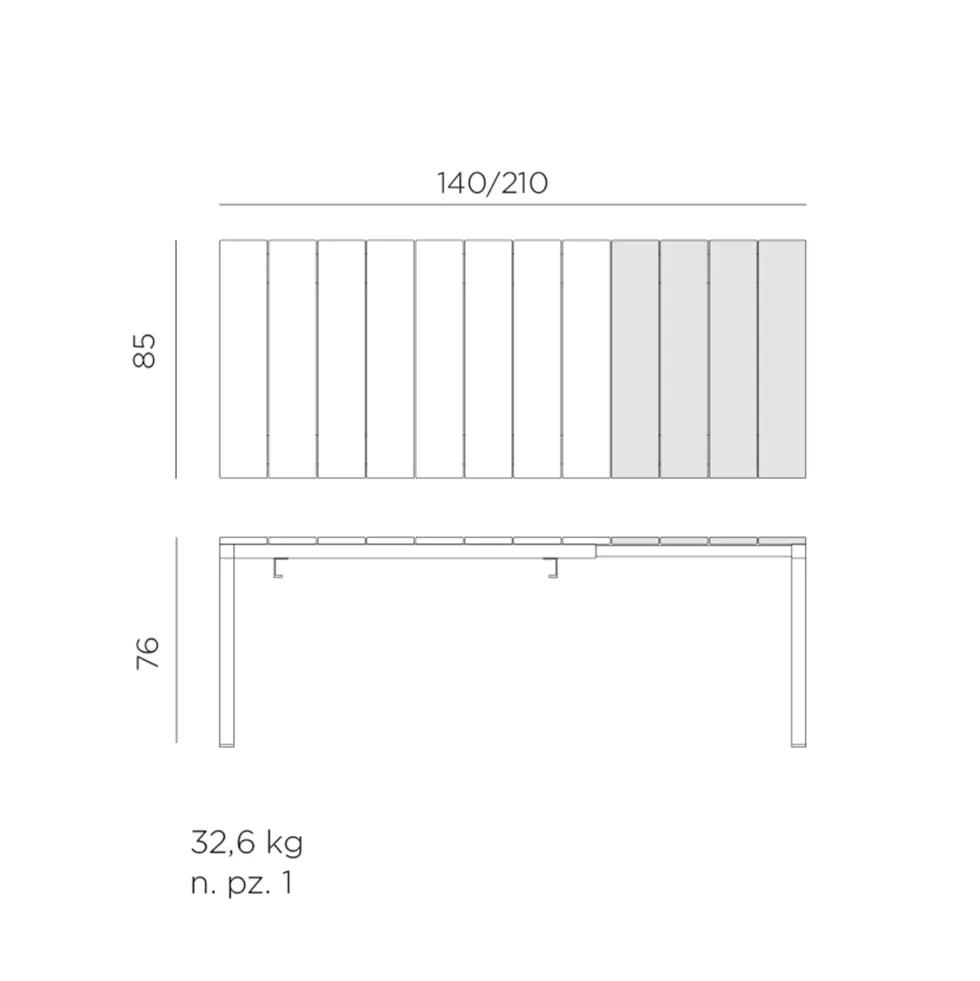Mesa de comedor exterior Nardi RIO blanca extensible