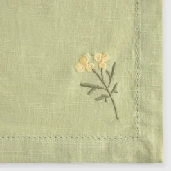 Pack de 2 servilletas de algodón efecto lino con flor bordada Florgu