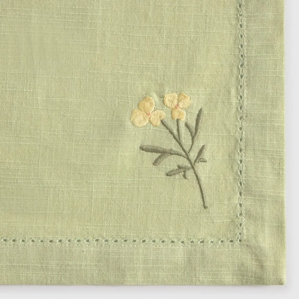Pack de 2 servilletas de algodón efecto lino con flor bordada Florgu