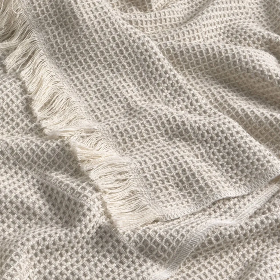 Plaid de algodón gofrado con flecos Vima
