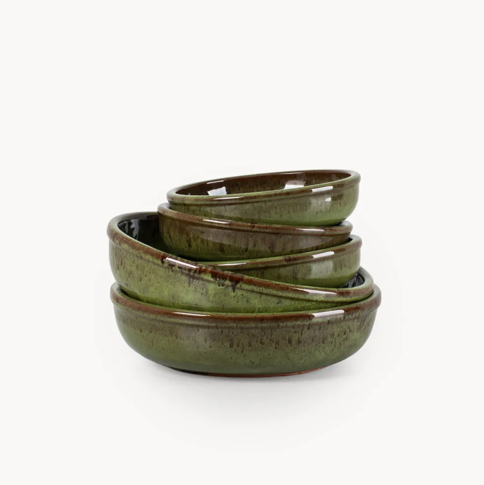 Plato para Kokedama terracota verde