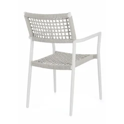 Silla de jardín Bizzotto CALETA blanca/gris con brazos