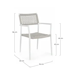 Silla de jardín Bizzotto CALETA blanca/gris con brazos