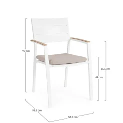 Silla de jardín Bizzotto ZELMAR blanco/beige con brazos