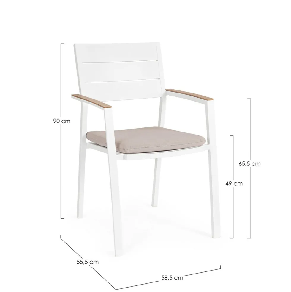 Silla de jardín Bizzotto ZELMAR blanco/beige con brazos