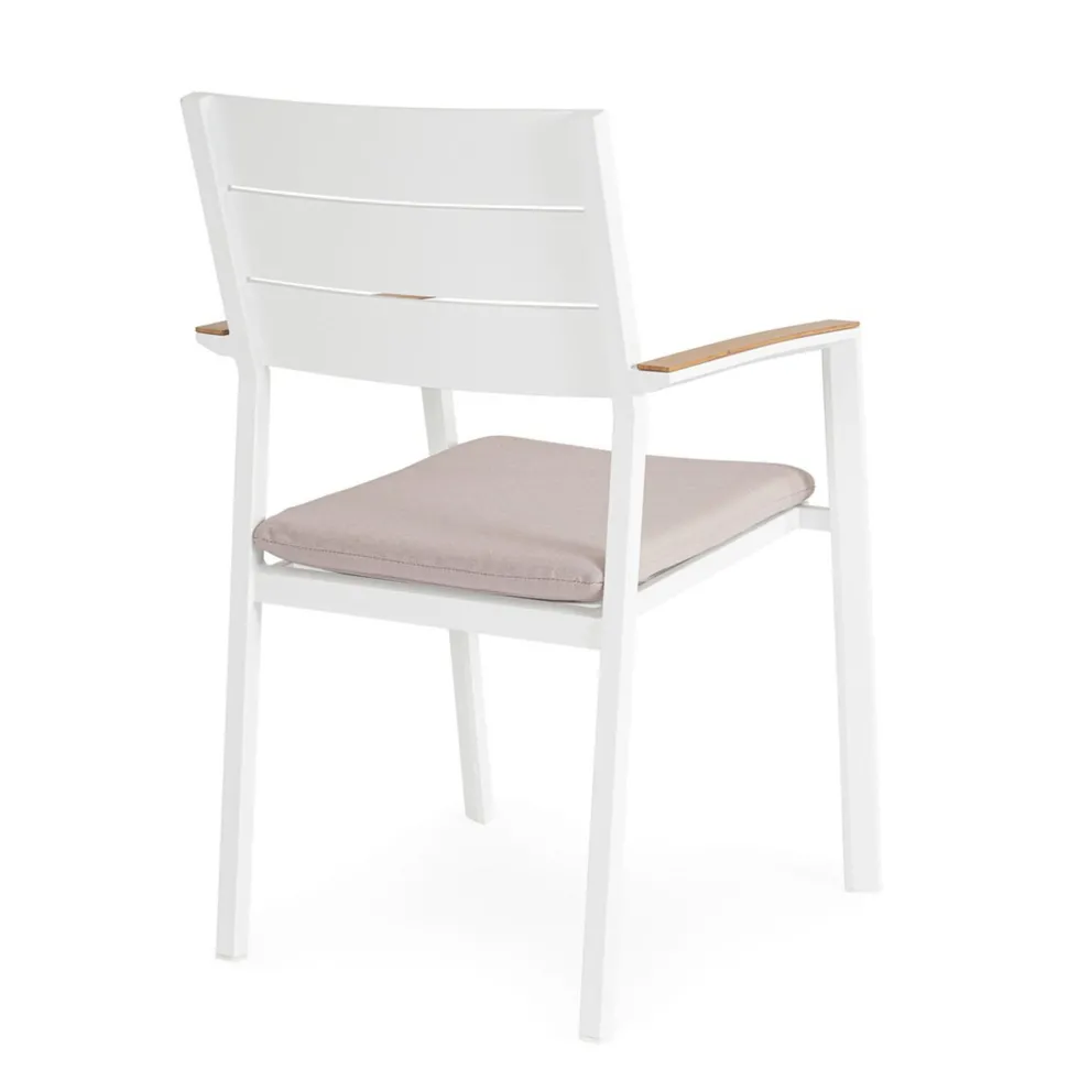 Silla de jardín Bizzotto ZELMAR blanco/beige con brazos