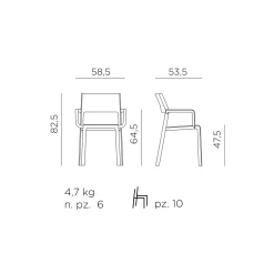 Silla de jardín Nardi TRILL antracita con brazos