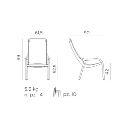 Sillón butaca de jardín Nardi NET LOUNGE antracita
